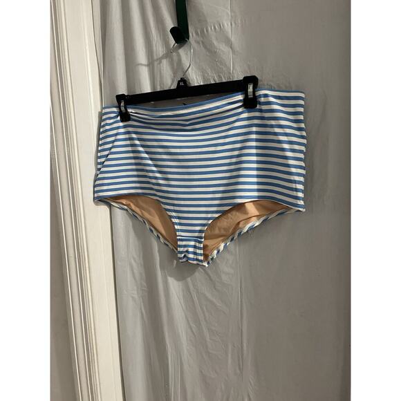 J Crew Blue White Striped Swim Suit Bottom High waisted Sz Xxl - Picture 1 of 5